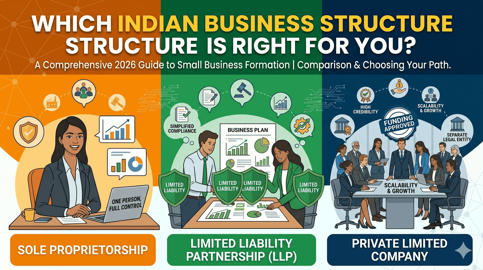 Business Structure 101: Proprietorship vs LLP vs Private Limited Company — Which One Should You Choose?